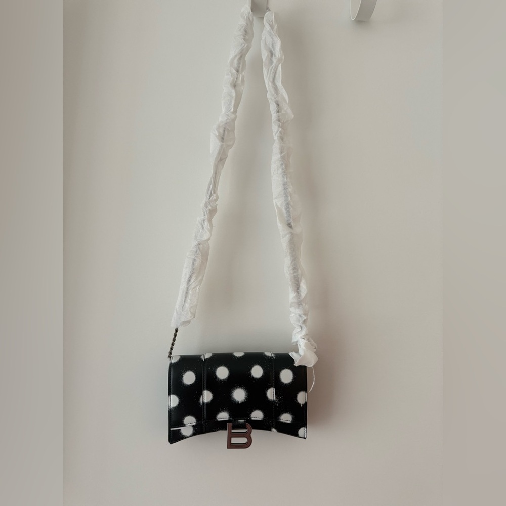 Balenciaga Black and White Polka Dot Crossbody Bag